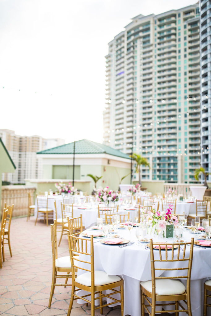 Riverside Hotel wedding reception space on the skyline terrace