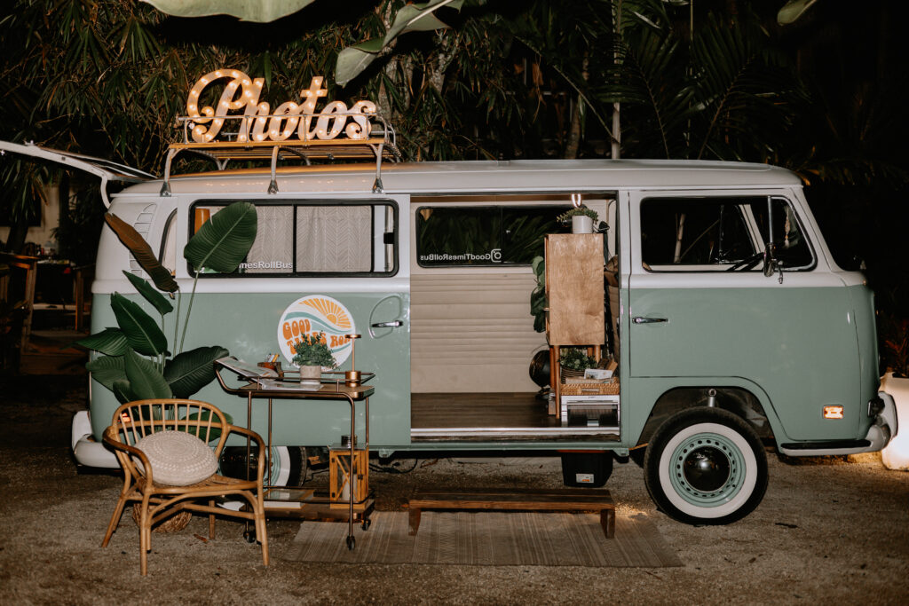 VW vintage bus photo booth at bamboo gallery wedding